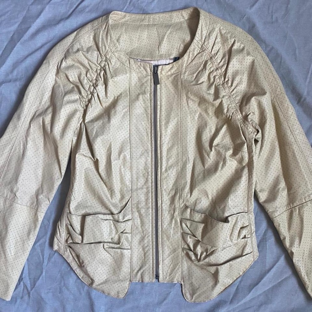 Vintage Cream Lambskin Leather Jacket